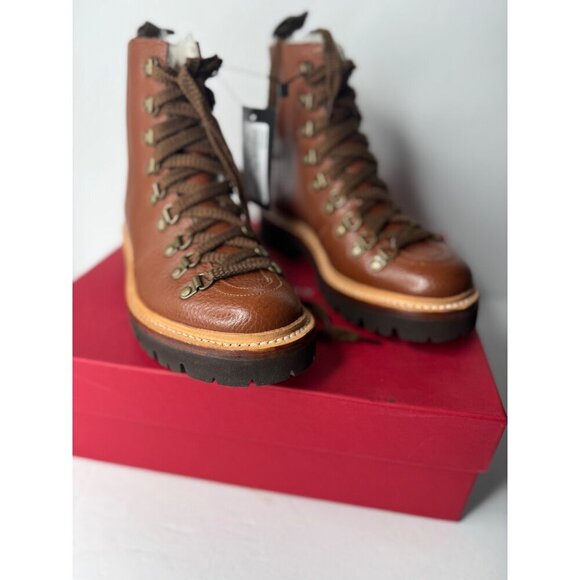 Anthropologie X Grenson Tan Nanette Shearling Pebbled-leather Combat Boots EU 36 - Picture 2 of 7